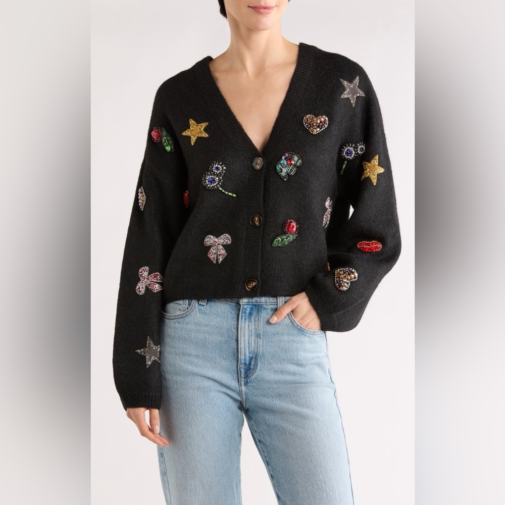 Blank NYC Embellished Applique Cardigan
